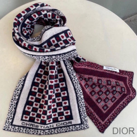 Dior Stole Dioramour D Chess Hearts Wool Black