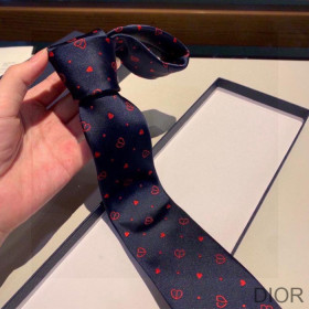 Dior Tie Coeur Hearts Silk Blue