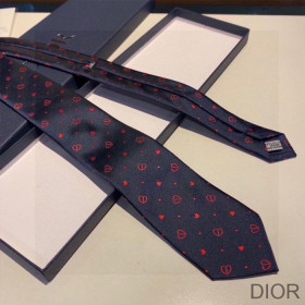 Dior Tie Coeur Hearts Silk Blue