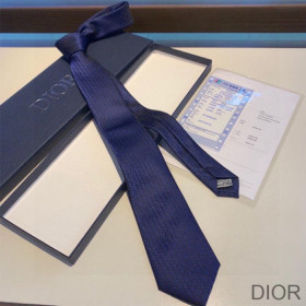 Dior Tie Oblique Motif Silk Navy Blue