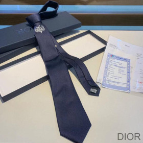 Dior Tie Shawn Bee Motif Silk Navy Blue