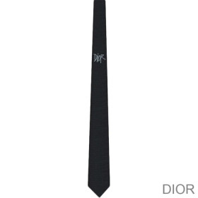Dior Tie Shawn Logo Silk Black