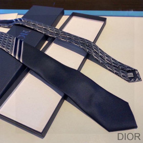 Dior Tie Striped Oblique Silk Blue