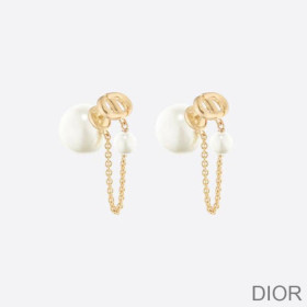 Dior Tribales Earrings Chain Metal And White Resin Pearls Gold