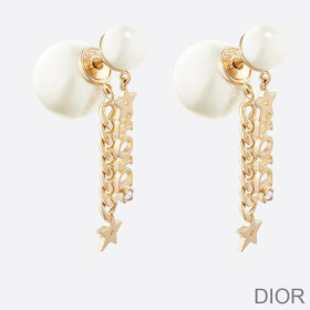 Dior Tribales Earrings Chain and White Resin Pearls Gold