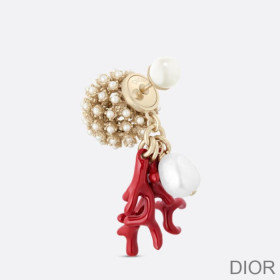 Dior Tribales Earrings Metal, Pearls, Freshwater Pearl and Lacquer Coral Gold/Red