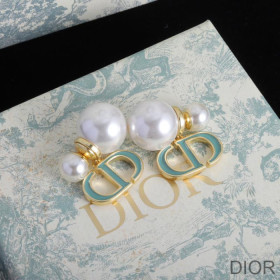 Dior Tribales Earrings Metal, Pearls and Lacquer Gold/Green