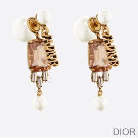 Dior Tribales Earrings Metal, White Resin Pearls And Crystals Brown
