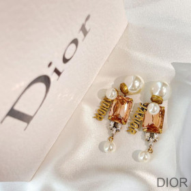 Dior Tribales Earrings Metal, White Resin Pearls And Crystals Brown