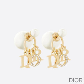 Dior Tribales Earrings Metal, White Resin Pearls and White Crystals Gold
