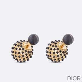 Dior Tribales Earrings Metal and Stone Effect Pearls Gold/Black