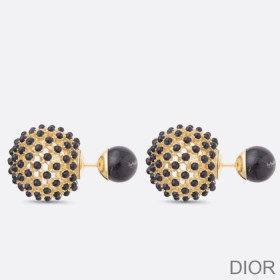 Dior Tribales Earrings Metal and Stone Effect Pearls Gold/Black