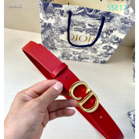 Dior CD Icon Leather Belts With Gold CD Buckle And Leather Strap 30 mm In Red