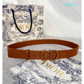 Dior Saddle Leather Belts With CD Buckle And Leather Strap 30 mm In Brown