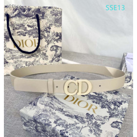Dior Saddle Leather Belts With CD Buckle And Leather Strap 30 mm In White