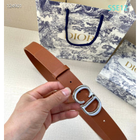 Dior CD Icon Leather Belts With Silver CD Buckle And Leather Strap 30 mm In Brown