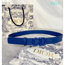 Dior Saddle Leather Belts With CD Buckle And Leather Strap 30 mm In Blue