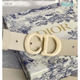 Dior Saddle Leather Belts With CD Buckle And Leather Strap 30 mm In White