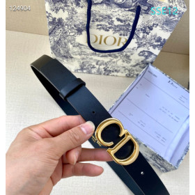 Dior CD Icon Leather Belts With Gold CD Buckle And Leather Strap 30 mm In Black