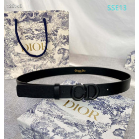 Dior Saddle Leather Belts With CD Buckle And Leather Strap 30 mm In Black