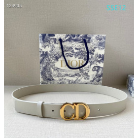 Dior CD Icon Leather Belts With Gold CD Buckle And Leather Strap 30 mm In White