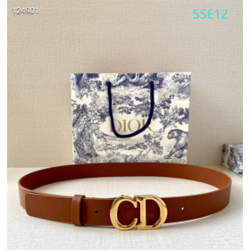 Dior CD Icon Leather Belts With Gold CD Buckle And Leather Strap 30 mm In Brown