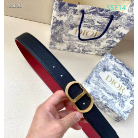 Dior Reversible Leather Belts With Gold CD Buckle And Leather Strap 35 mm In Black And Red