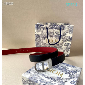 Dior Reversible Leather Belts With Silver CD Buckle And Leather Strap 35 mm In Black And Red