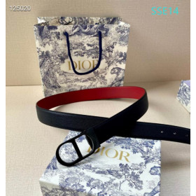 Dior Reversible Leather Belts With Black CD Buckle And Leather Strap 35 mm In Black And Red