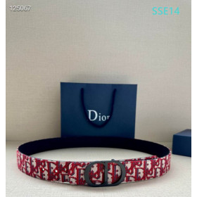 Dior Oblique Monogram Leather Belts With Black CD Buckle And Leather Strap 35 mm In Red Sale