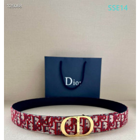 Dior Oblique Monogram Leather Belts With Gold CD Buckle And Leather Strap 35 mm In Red Sale