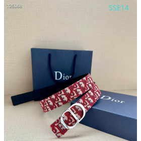 Dior Oblique Monogram Leather Belts With Silver CD Buckle And Leather Strap 35 mm In Red Sale