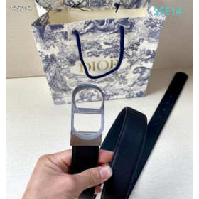 Dior Reversible Leather Belts With Silver CD Buckle And Leather Strap 35 mm In Black