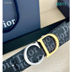 Dior Oblique Monogram Leather Belts With Black And Gold CD Buckle And Leather Strap 35 mm In Black