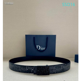 Dior Oblique Monogram Leather Belts With Black Buckle And Leather Strap 35 mm In Black Online