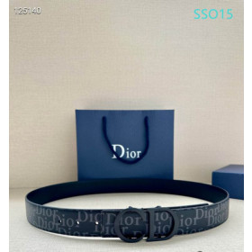 Dior Oblique Monogram Leather Belts With Black Buckle And Leather Strap 35 mm In Black