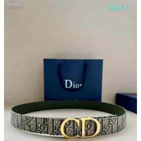 Dior Oblique Monogram Leather Belts With Gold CD Buckle And Leather Strap 35 mm In Beige
