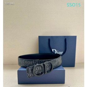 Dior Oblique Monogram Leather Belts With Black Buckle And Leather Strap 35 mm In Black