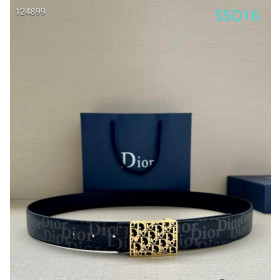 Dior Oblique Monogram Leather Belts With Gold Buckle And Leather Strap 35 mm In Black Online