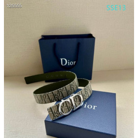Dior Oblique Monogram Leather Belts With Silver CD Buckle And Leather Strap 35 mm In Beige