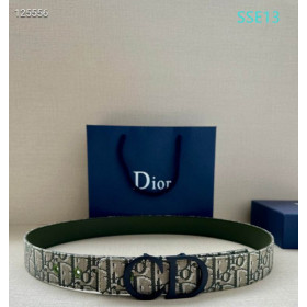Dior Oblique Monogram Leather Belts With Black CD Buckle And Leather Strap 35 mm In Beige