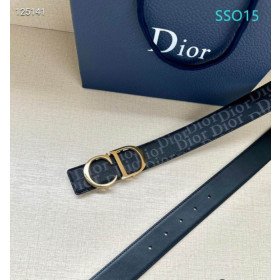 Dior Oblique Monogram Leather Belts With Gold Buckle And Leather Strap 35 mm In Black