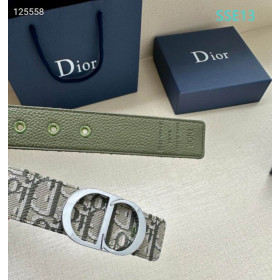 Dior Oblique Monogram Leather Belts With Silver CD Buckle And Leather Strap 35 mm In Beige Sale