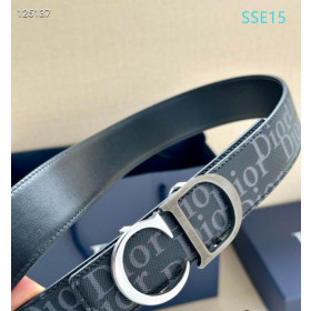 Dior Oblique Monogram Leather Belts With Black And Silver CD Buckle And Leather Strap 35 mm In Black