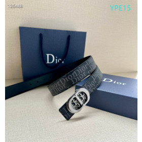 Dior Oblique Monogram Leather Belts With Matte Silver Buckle And Leather Strap 35 mm In Black