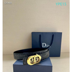 Dior Oblique Monogram Leather Belts With Gold Buckle And Leather Strap 35 mm In Black Sale