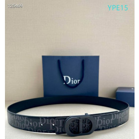 Dior Oblique Monogram Leather Belts With Black Buckle And Leather Strap 35 mm In Black Sale