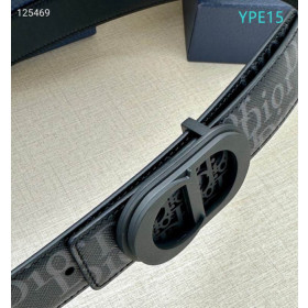 Dior Oblique Monogram Leather Belts With Black Buckle And Leather Strap 35 mm In Black Sale