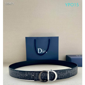 Dior Oblique Monogram Leather Belts With Black And Silver CD Buckle And Leather Strap 35 mm In Black Sale