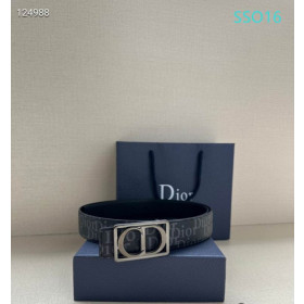 Dior Oblique Monogram Leather Belts With Gunmetal Buckle And Leather Strap 35 mm In Black Outlet